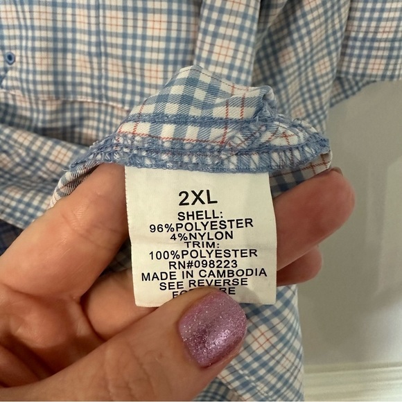 Magellan Men’s MagWick Short Sleeve Fish Gear Button Up Plaid Shirt Sz 2XL GUC - Picture 8 of 10